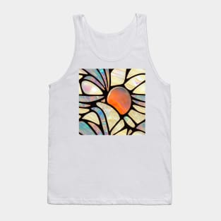 Mother of Pearl and Fire Opal Flower Mosaic Inlay Tank Top